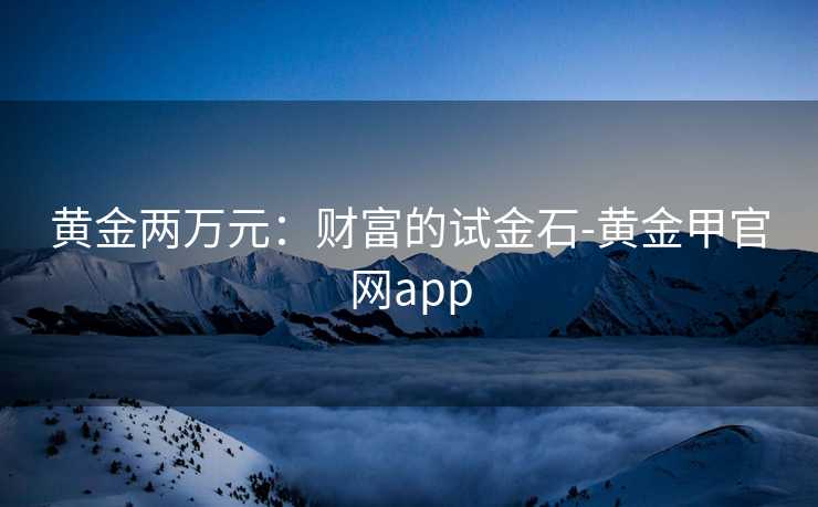 黄金两万元：财富的试金石-黄金甲官网app